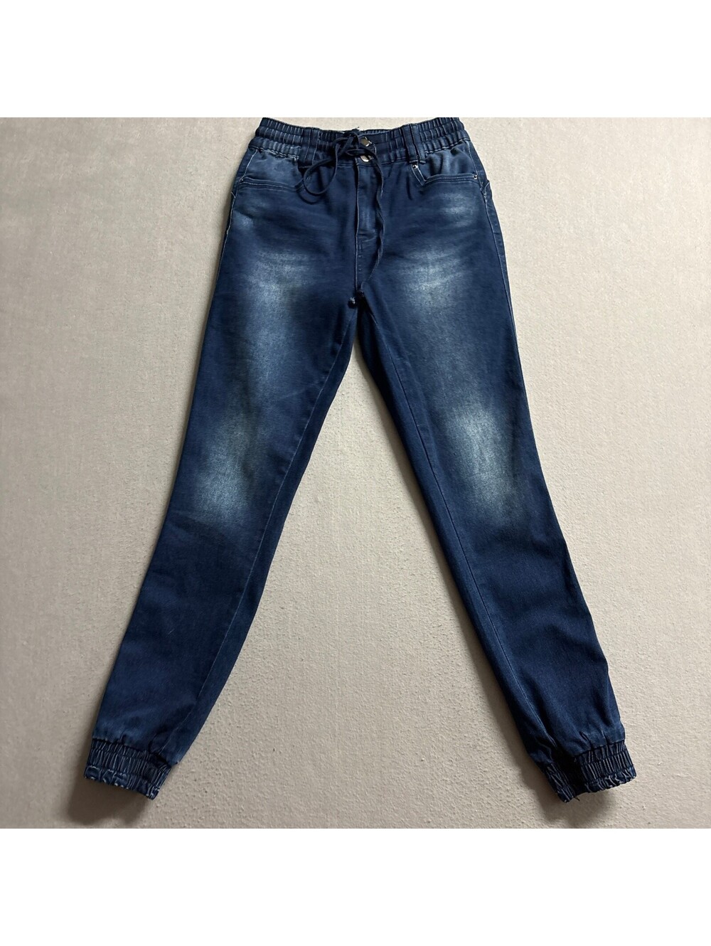 PSA Denim Jogger Jeans Womens Medium Blue Elastic Drawstring Waist Stretch